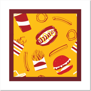 Fast Food Seamless Pattern Posters and Art